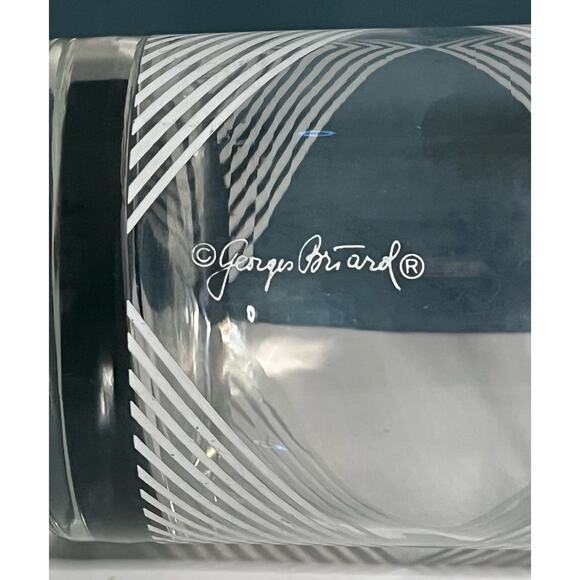 Vintage MCM Georges Briard Rocks Lowball Glass Geometric Pattern Set 2 - Picture 7 of 8